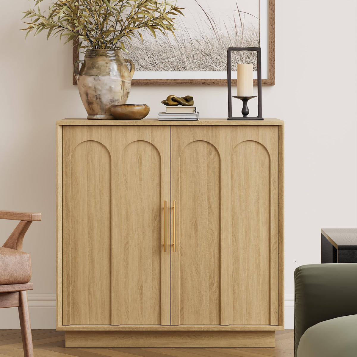 31.5" Oak Sideboard Buffet Cabinet with Storage T73521